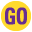 small yellow circle with the word GO