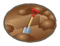 illustration of a hammer in an ancient temple.